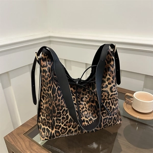 Mode Femmes Imprimé Léopard Sac Fourre-tout Grande Capacité Sac à Épaule en Cuir PU Décontracté Sac à Main Urbain Minimaliste Sac Hobo