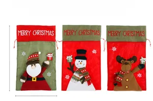 Grands sacs cadeaux de Noël avec Père Noël et Bonhomme de neige, taille 56cm x 34cm