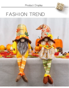 Détails de gnomes de récolte avec décorations de tournesol, feuille d'érable et citrouille