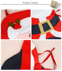 Detail of Christmas apron featuring Santa belt buckle and festive stitching textures