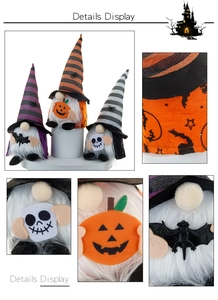 Λεπτομερής όψη από στοιχειά του Halloween με ριγέ καπέλα και βελούδινες γενειάδες