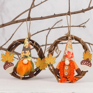 Fall Harvest Gnome Wreaths with Maple Leaves and Acorns for Thanksgiving Decor