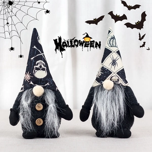 Bambola di Peluche Gnomo di Halloween Motivo Teschio e Ragno Gotico Decorazione Uomo Senza Volto per la Casa Festa Tavola Regalo