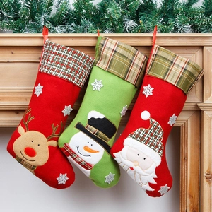 Grote Geborduurde Kerstsokken Pluche Stof Rendier Kerstman Sneeuwpop Hangende Cadeautas Voor Open Haard Kerstdecoratie
