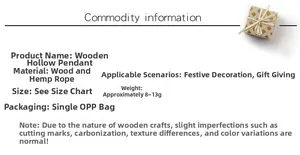 Detailed wood gnome ornament specifications showing material and size details
