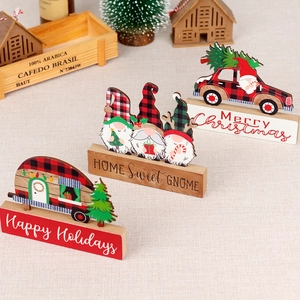 Weihnachten Holz Tischdeko Büffelkaro Weihnachtsmann Zwerg Wohnmobil Tischschmuck Merry Christmas Festliche Haus Deko
