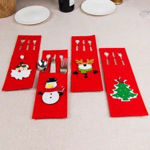 Felt Christmas cutlery holders with Santa, Snowman, Reindeer and Tree designs