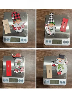 Detail view showing the lightweight 21g to 31g mass of wooden Christmas gnome ornaments
