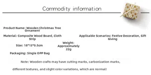 Details houten kerstboomhanger 18x13cm ornament van samengesteld hout en stof