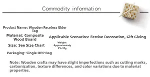 Detail specifications of wooden faceless Santa Claus door hanger for Christmas decor