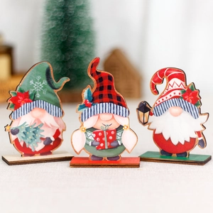 Christmas Wooden Gnome Ornaments Desktop Decoration Nordic Style Gonk Tomte Figurine For Xmas Home Party Holiday Table Decor