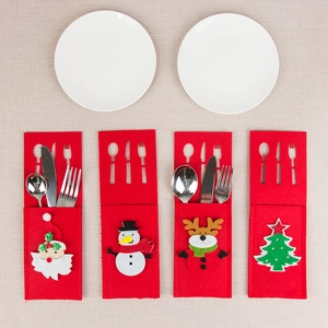 Christmas felt cutlery holder set with Santa, snowman, reindeer and tree designs