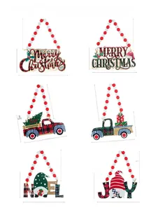 Detailed dimensions of six wooden Christmas ornaments with beads and festive patterns