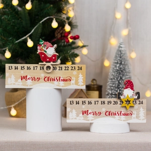 Calendario dell'avvento in legno con cursore a slitta e scritta Merry Christmas