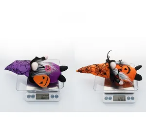 Weight measurement of Halloween gnome plush dolls with spider web and skull patterns