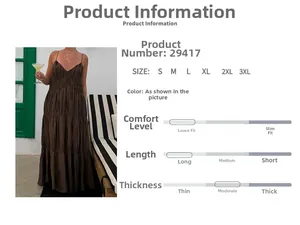 Detail showing the layered ruffles and pleated texture of this elegant brown maxi dress