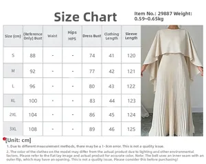 Tabella taglie dettagliata per completo abito a pieghe da donna dalla S alla 3XL