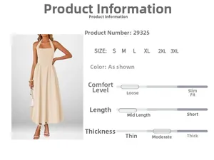 Detail view of cream halter neck maxi dress with elegant waist tie and product features