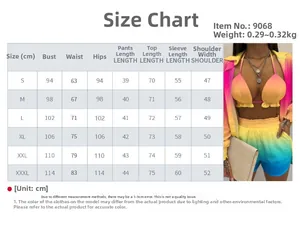 Size chart for women's 3-piece beach set showing measurements from S to XXXL