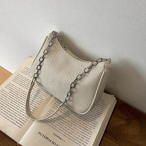Korean Style Textured Chain Underarm Bag For Women Fashion Urban Minimalist Small Square Shoulder Bag Crossbody Commuter Purse With Silver Metal Chain