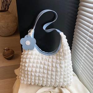 Borsa a Tracolla Plissettata Tinta Unita Casual Donna Stile Ins Moda Borsa Sotto Braccio Semplice Morbida Borsa Tote