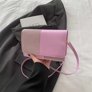 Sac Bandoulière Femme en Cuir PU Patchwork Paillettes Minimaliste Métallique Carré Sac à Épaule pour Fête Voyage Quotidien