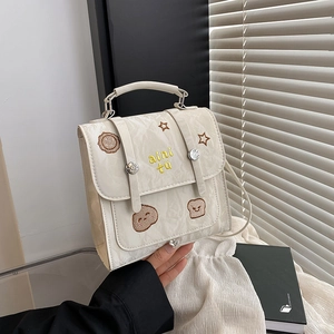 Damen Mode Rucksack Vintage PU Leder Bestickt Cartoon Toast Stern Mini Handtasche Lässiger Daypack Für Reise Alltag