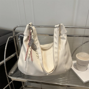 Fashion Women Glossy PU Leather Tote Bag Large Capacity Urban Minimalist Hobo Shoulder Bag With Tennis Racket Charm Commuting Handbag