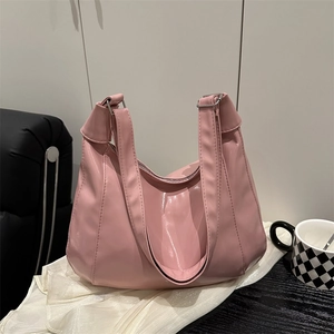 Borsa a Tracolla Donna Grande Capacità in Pelle PU Lucida Minimalista Hobo Tote Bag per Pendolarismo Quotidiano Sottobraccio