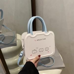 Sac À Bandoulière En Cuir PU Imprimé Ours De Dessin Animé Pour Femmes Petit Sac Carré Avec Poignée Supérieure Sac À Main Mignon