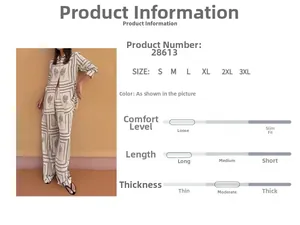 Detail of white long-sleeve shirt and wide-leg pants set with black cactus pattern