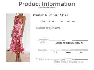 Schulterfreies Midikleid mit Blumenmuster und Größentabelle von S bis 3XL