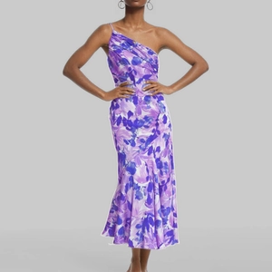 Elegantes Damen Einschultriges Kleid Mit Blumenmuster Meerjungfrau-Saum Polyester Schlanke Passform Maxi-Kleid Für Urlaub Party
