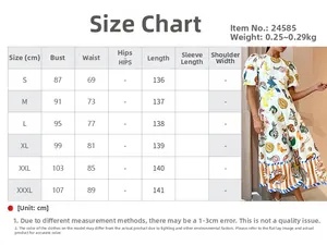 Guide des tailles et mesures pour robe longue blanche à fleurs avec manches bouffantes