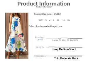 Detail of A-line summer dress with abstract graffiti print and spaghetti straps