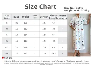Guide des tailles détaillé pour robe chemise blanche à imprimé graphique du S au 3XL