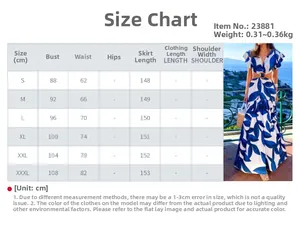 Tableau des tailles détaillé pour la robe longue fleurie élégante du S au 3XL