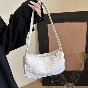 Petit Sac Sous le Bras en Cuir PU Tissé Minimaliste pour Femme Sac à Épaule Hobo Carré Rétro Grande Capacité Tendance