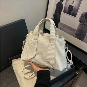 Women Fashion Striped Patchwork PU Leather Tote Bag Fashion Handbag Shoulder Crossbody Bag For Daily Commute Versatile Purse