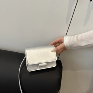 Women Girls Mini Square Shoulder Bag PU Leather Metallic Flap Crossbody Bag Chic Minimalist Small Coin Purse Handbag