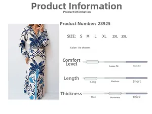 Detail view of stylish two-piece set featuring palm tree print and size chart parameters