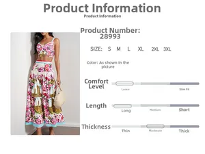 Detailed view of floral print crop top and high-waisted maxi skirt set on a model