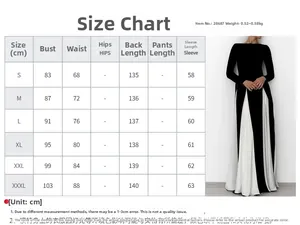 Size chart showing bust and waist data for an elegant backless slim evening dress