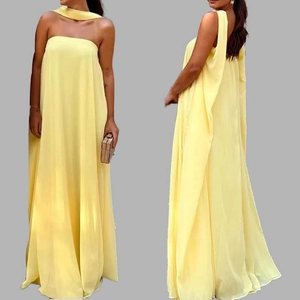 Women Elegant Solid Color Tube Top Maxi Dress Sleeveless Slim Fit Evening Party Long Dress With Scarf Minimalist Gown