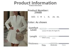 Detail der weißen einreihigen Kleid-Textur und Größentabelle für S bis 3XL