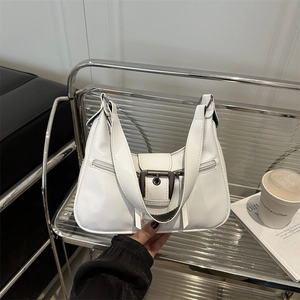 Damen Retro PU Leder Unterarmtasche Mode Halbmond Hobo Schultertasche Mit Metallschnalle Und Reißverschlusstaschen Alltagstasche