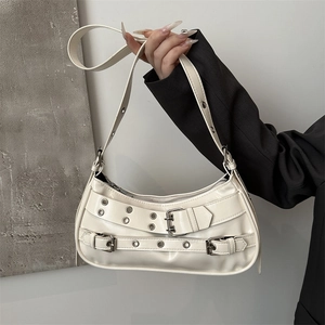 Dames Retro Y2K PU Lederen Onderarmtas Punk Stijl Halve Maan Schoudertas Met Metalen Oogjes En Gesp Detail Mode Handtas