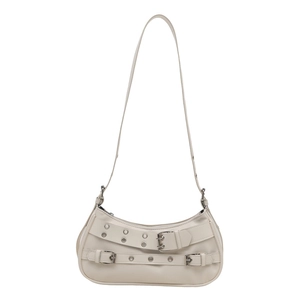 Sac à bandoulière blanc style punk Y2K avec détails de ceintures à boucles en métal