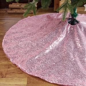 Gonna per Albero di Natale con Paillettes Scintillanti Tappetino Rotondo in Maglia di Paillettes per Decorazioni Albero di Natale Festa Vacanze Rosso Oro Rosa Casa Decor