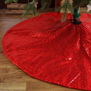 Gonna per Albero di Natale con Paillettes Luccicanti Rotonda Tappetino per Base Albero Decorazione Casa per Natale Oro Rosso Rosa